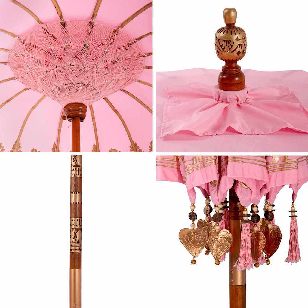 vidaXL Baliński Parasol Różowy 185 x 185 x 260 cm