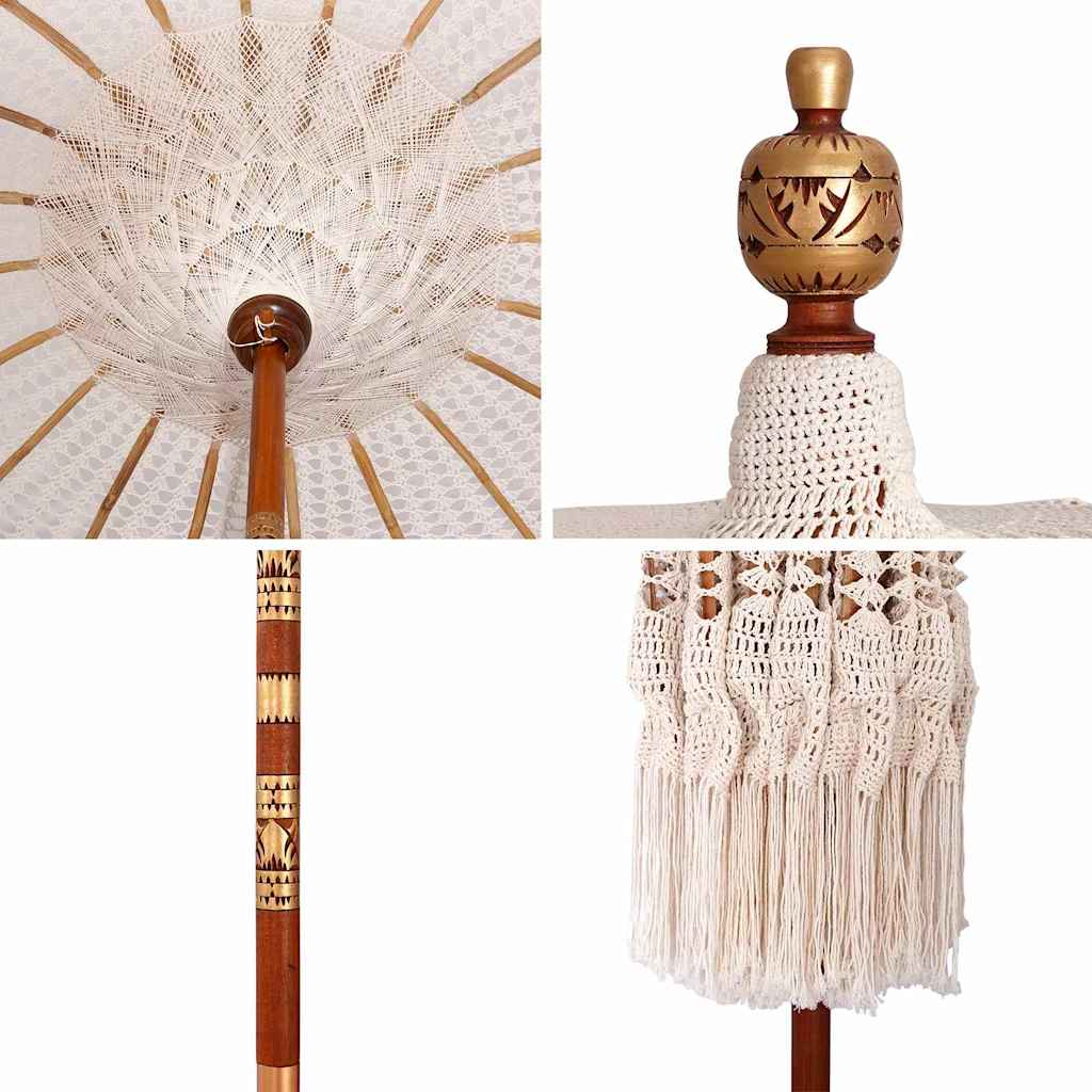 vidaXL Parasol Makramowy Kremowy 190 x 190 x 260 cm