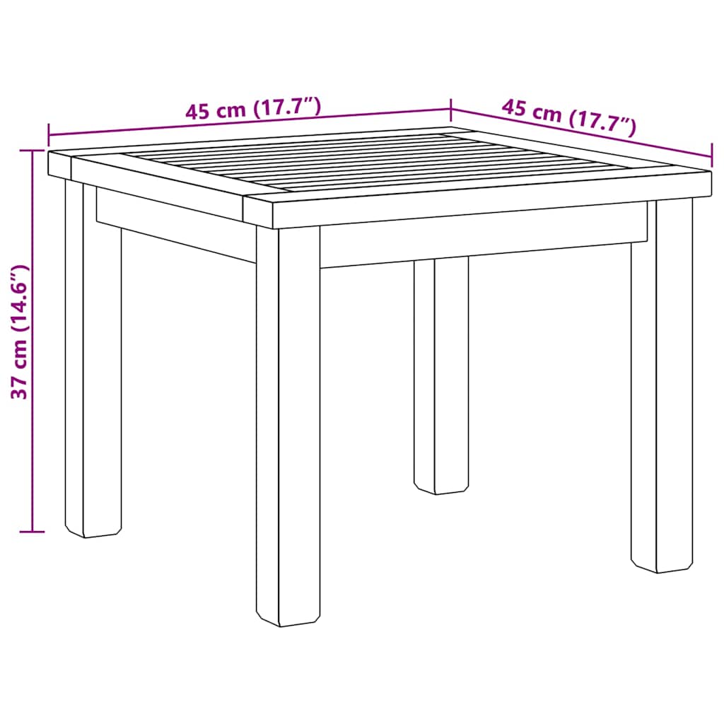 vidaXL Stolik kawowy Brązowy 45 x 45 x 36 cm Lite drewno teakowe