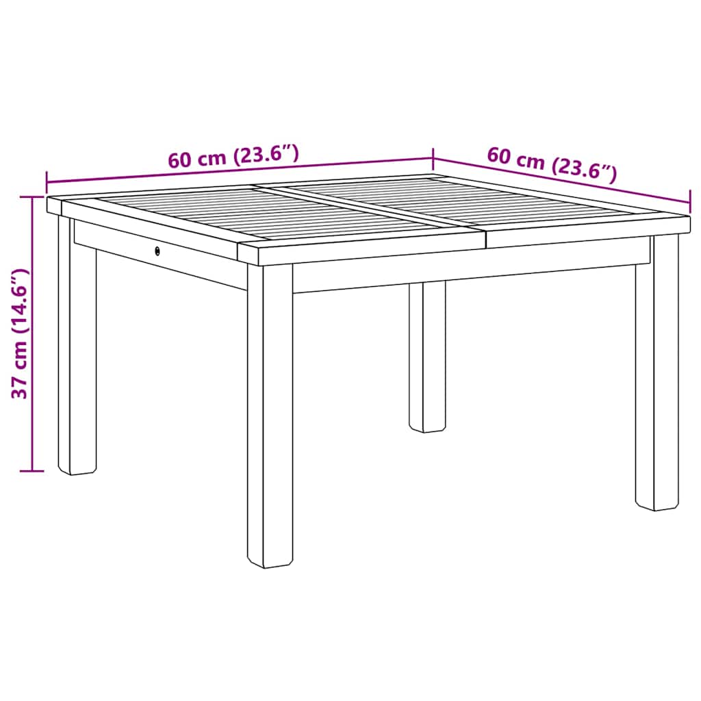 vidaXL Stolik kawowy Brązowy 60 x 60 x 36 cm Lite drewno teakowe