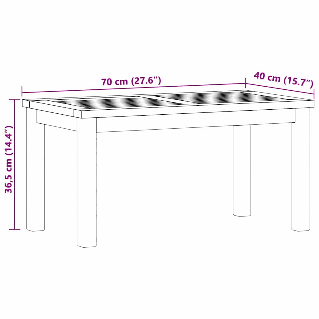 vidaXL Stolik kawowy Brązowy 70 x 40 x 36 cm Lite drewno teakowe