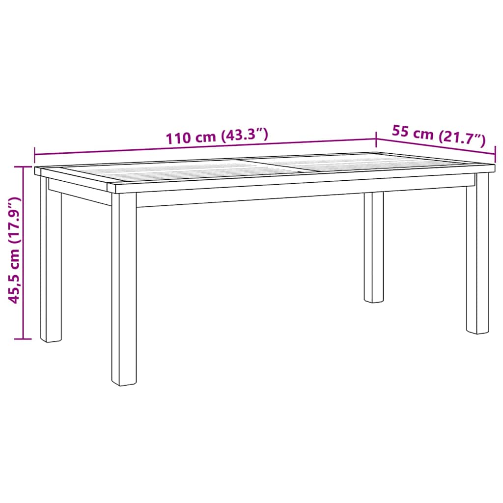 vidaXL Stolik kawowy Brązowy 110 x 55 x 45 cm Lite drewno teakowe