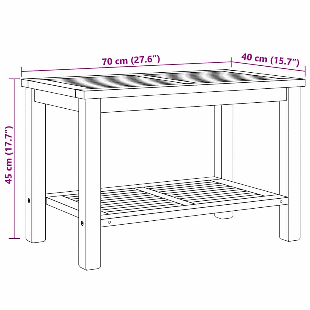 vidaXL Stolik kawowy Brązowy 70 x 40 x 45 cm Lite drewno teakowe