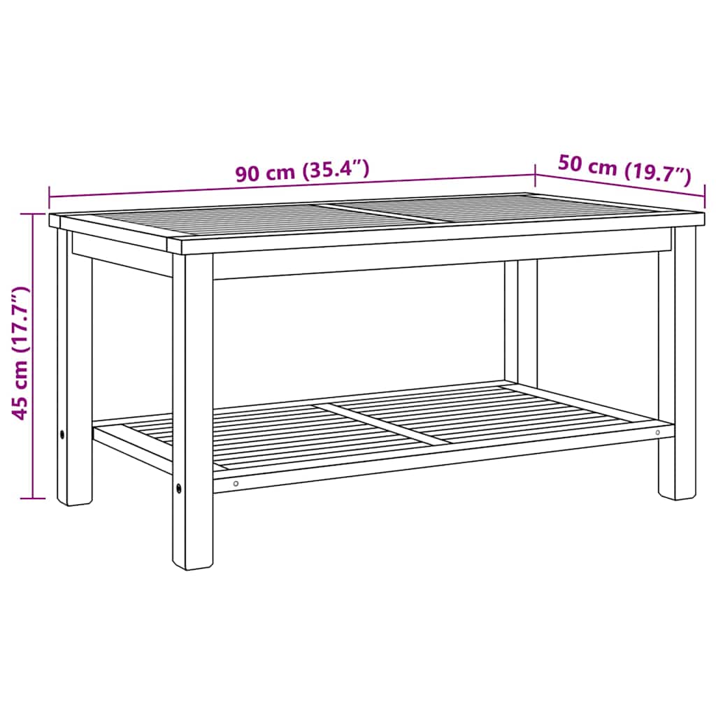 vidaXL Stolik kawowy Brązowy 90 x 50 x 45 cm Lite drewno teakowe
