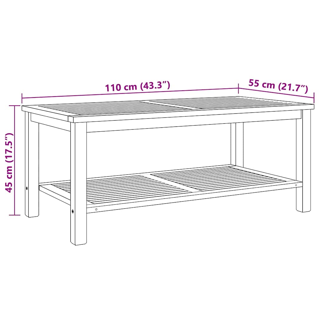 vidaXL Stolik kawowy Brązowy 110 x 55 x 45 cm Lite drewno teakowe