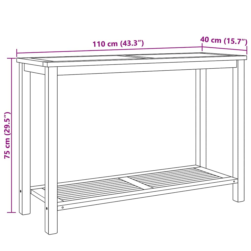 vidaXL Konsola Brązowy 110 x 40 x 75 cm Lite drewno teakowe