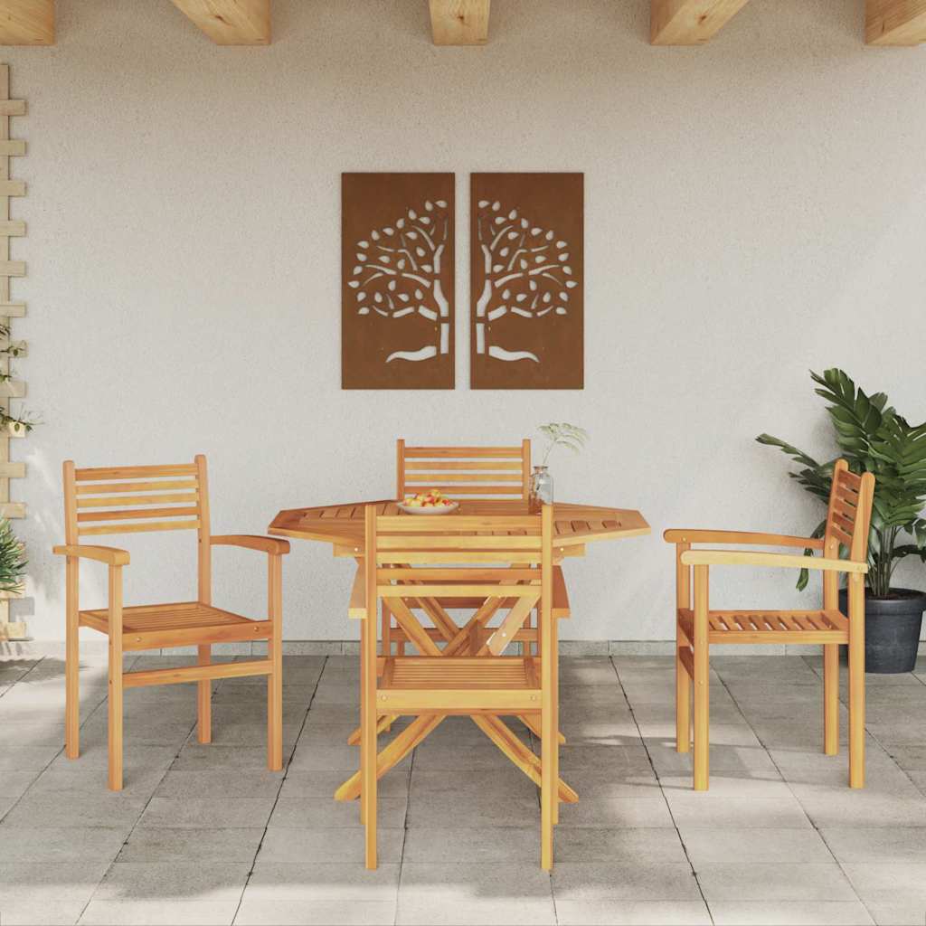 vidaXL Krzesło 4 pcs Brązowy 56 x 55 x 90.5 cm Lite drewno teakowe