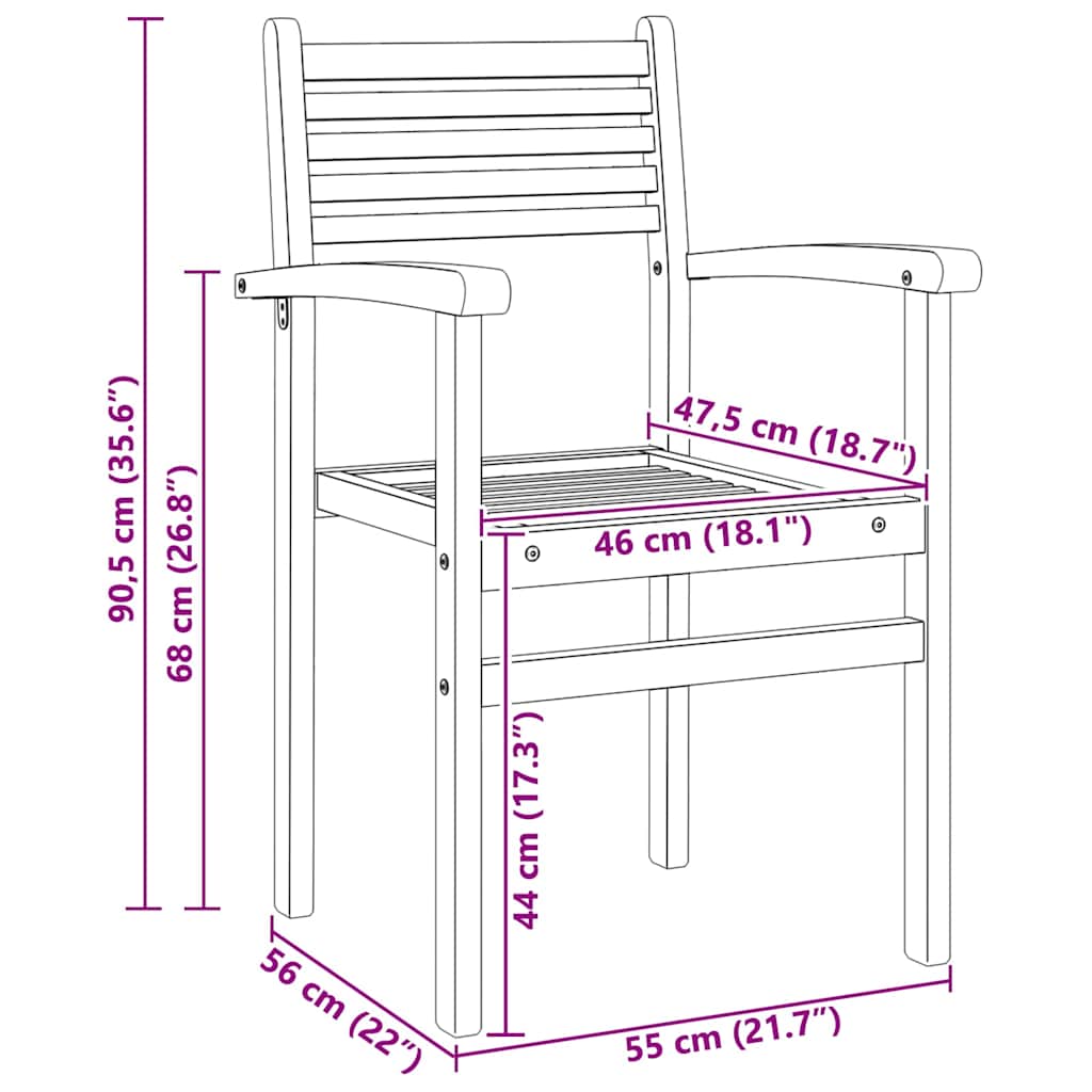 vidaXL Krzesło 4 pcs Brązowy 56 x 55 x 90.5 cm Lite drewno teakowe
