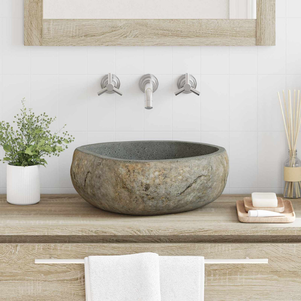 vidaXL Basin z rzeczonego kamienia Jasnoszary 45 x 35 x 15 cm