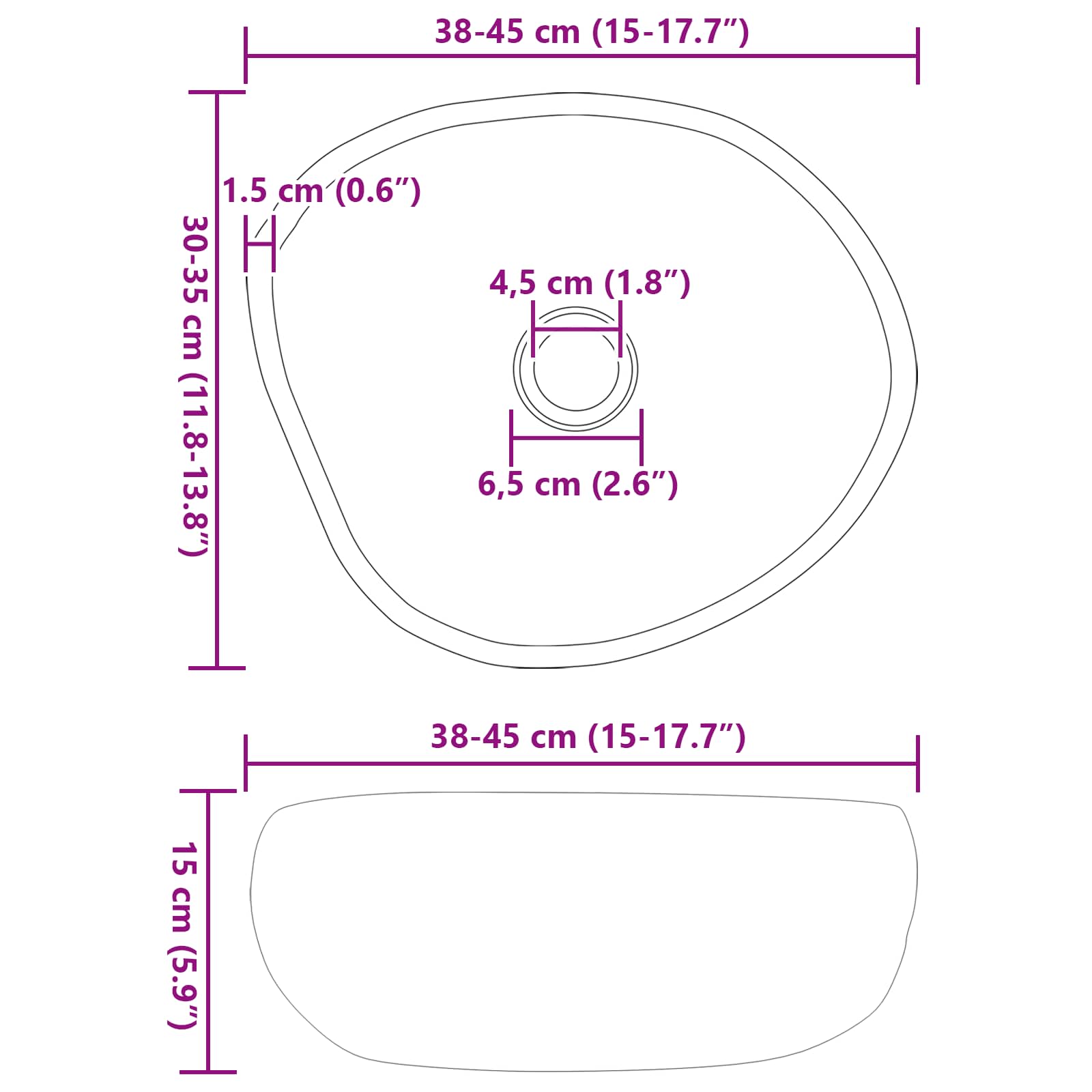 vidaXL Basin z rzeczonego kamienia Jasnoszary 45 x 35 x 15 cm