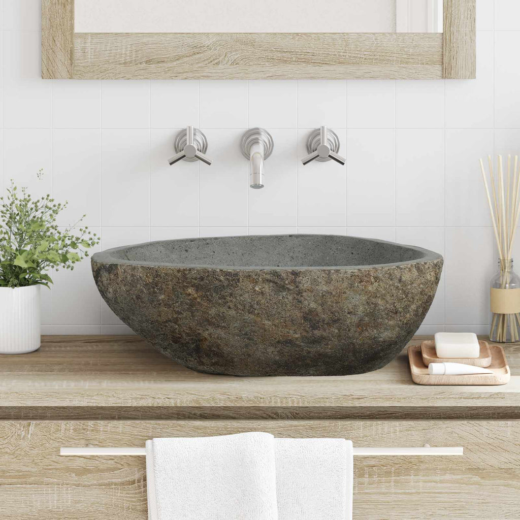 vidaXL Basin z rzeczonego kamienia Jasnoszary 52 x 40 x 15 cm