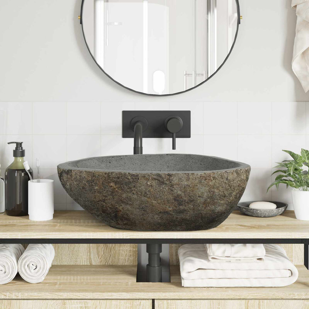 vidaXL Basin z rzeczonego kamienia Jasnoszary 52 x 40 x 15 cm