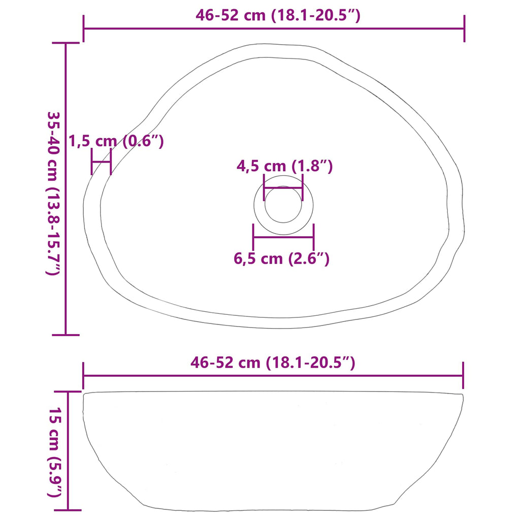 vidaXL Basin z rzeczonego kamienia Jasnoszary 52 x 40 x 15 cm
