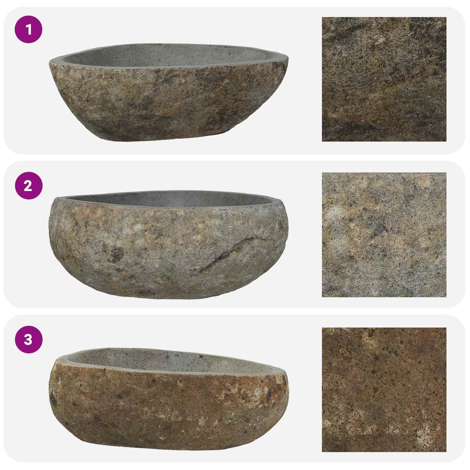 vidaXL Basin z rzeczonego kamienia Jasnoszary 52 x 40 x 15 cm