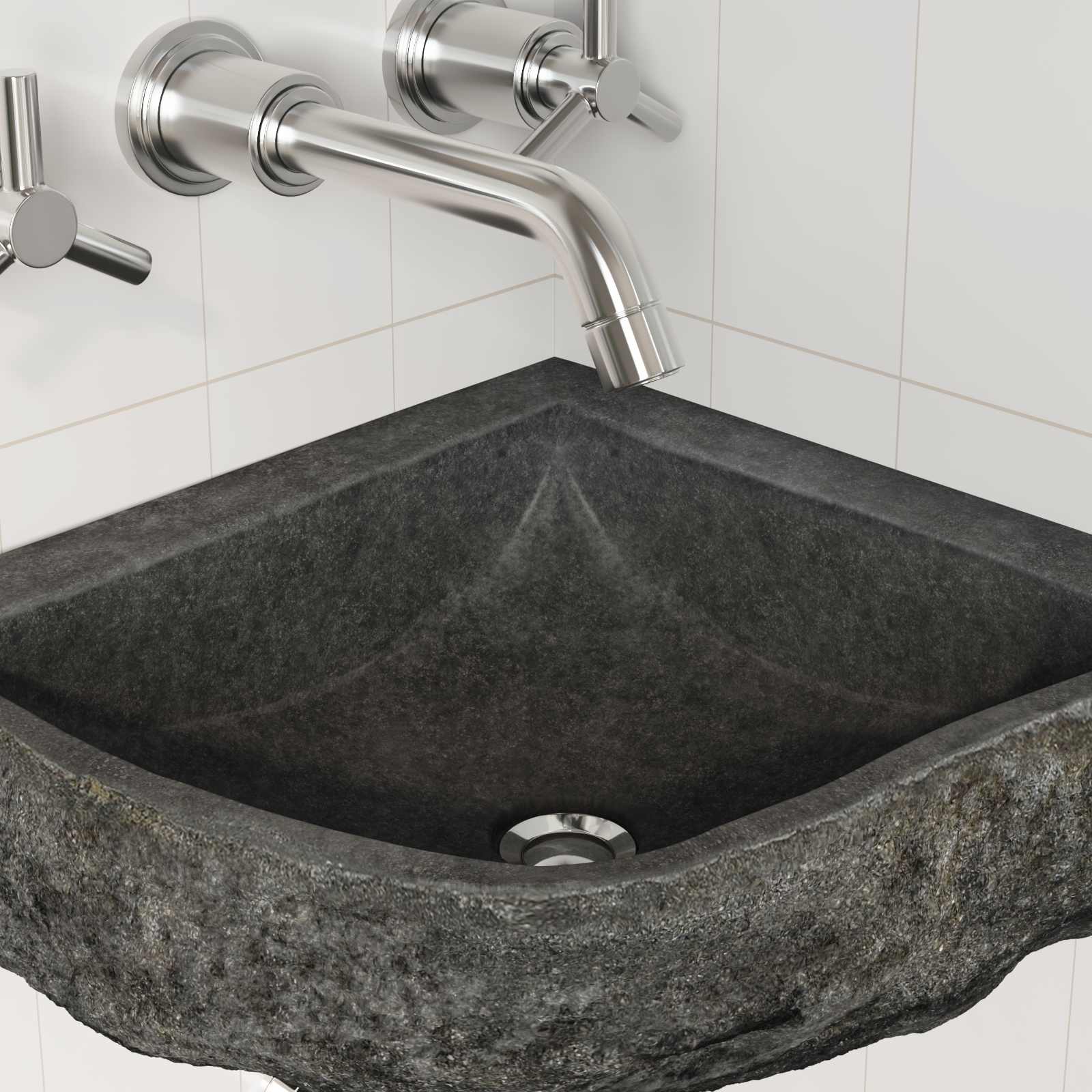 vidaXL Umywalka Szary (30-37) x (30-37) x 12 cm Kamień rzeczny