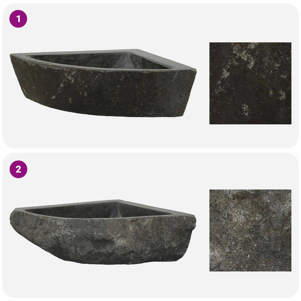 vidaXL Umywalka Szary (30-37) x (30-37) x 12 cm Kamień rzeczny