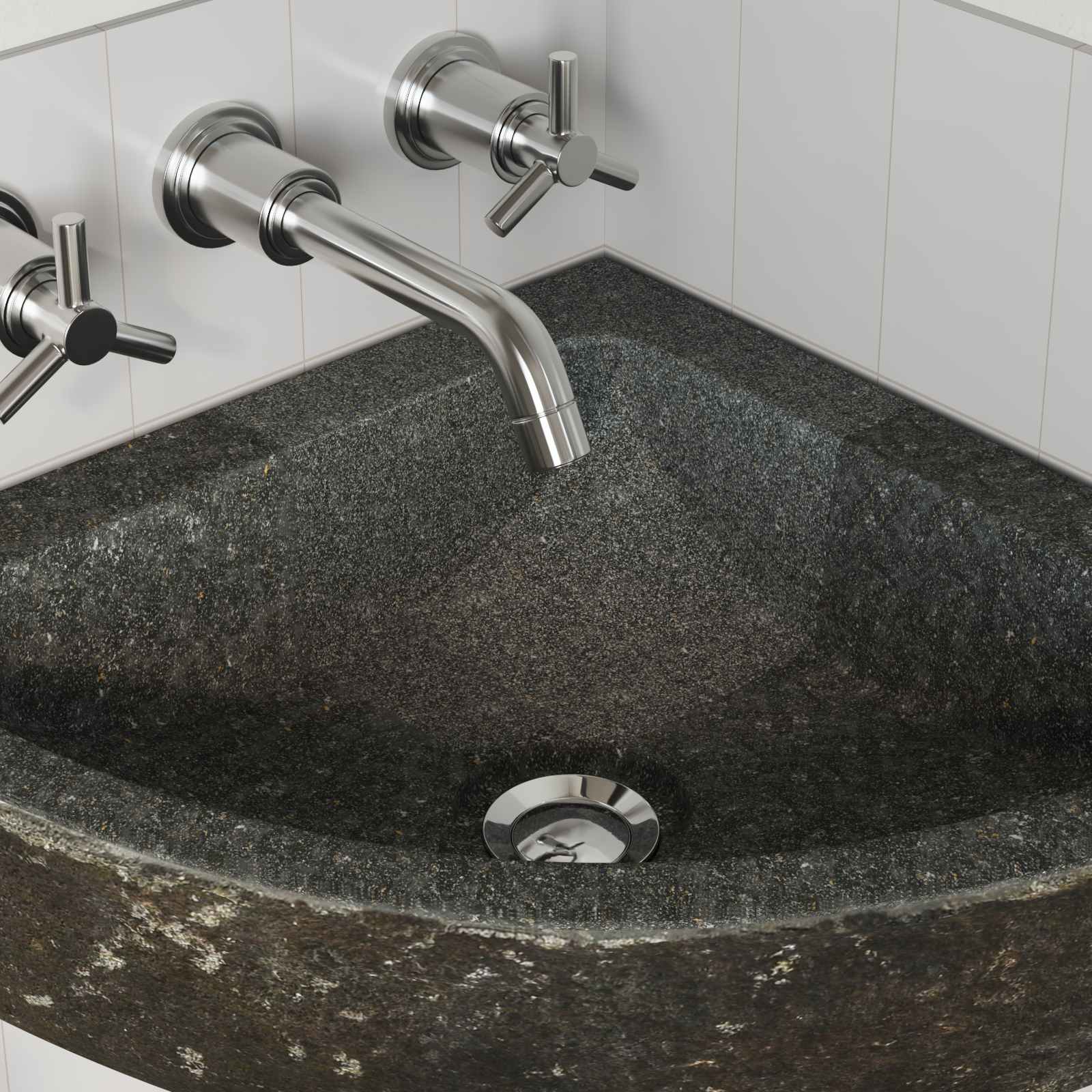 vidaXL Umywalka Szary (38-45) x (38-45) x 12 cm Kamień rzeczny