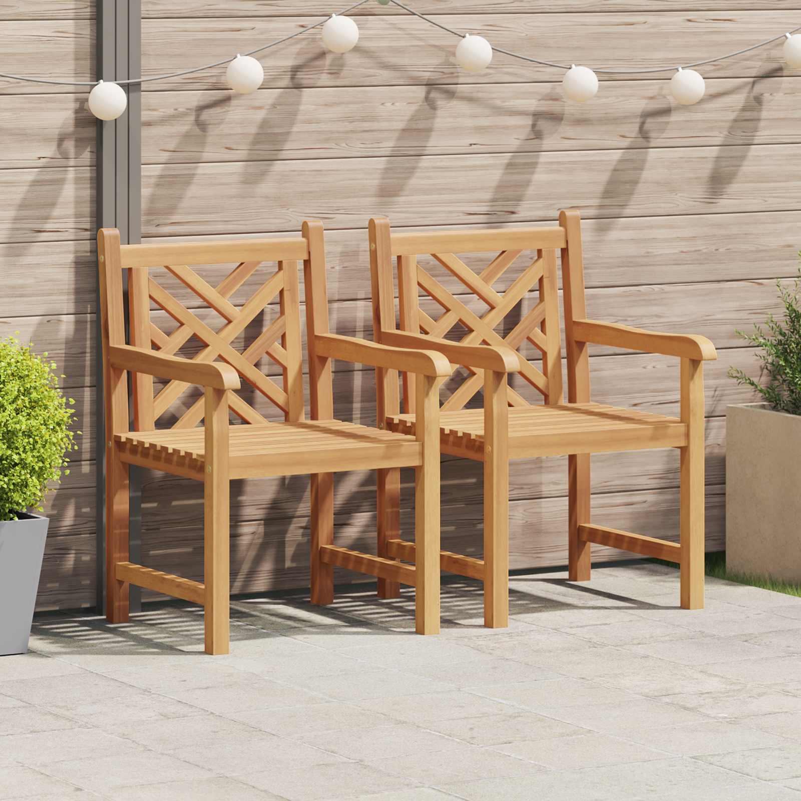 vidaXL Krzesło Ogrodowe 2 pcs 60 x 58 x 90 cm Lite drewno teakowe