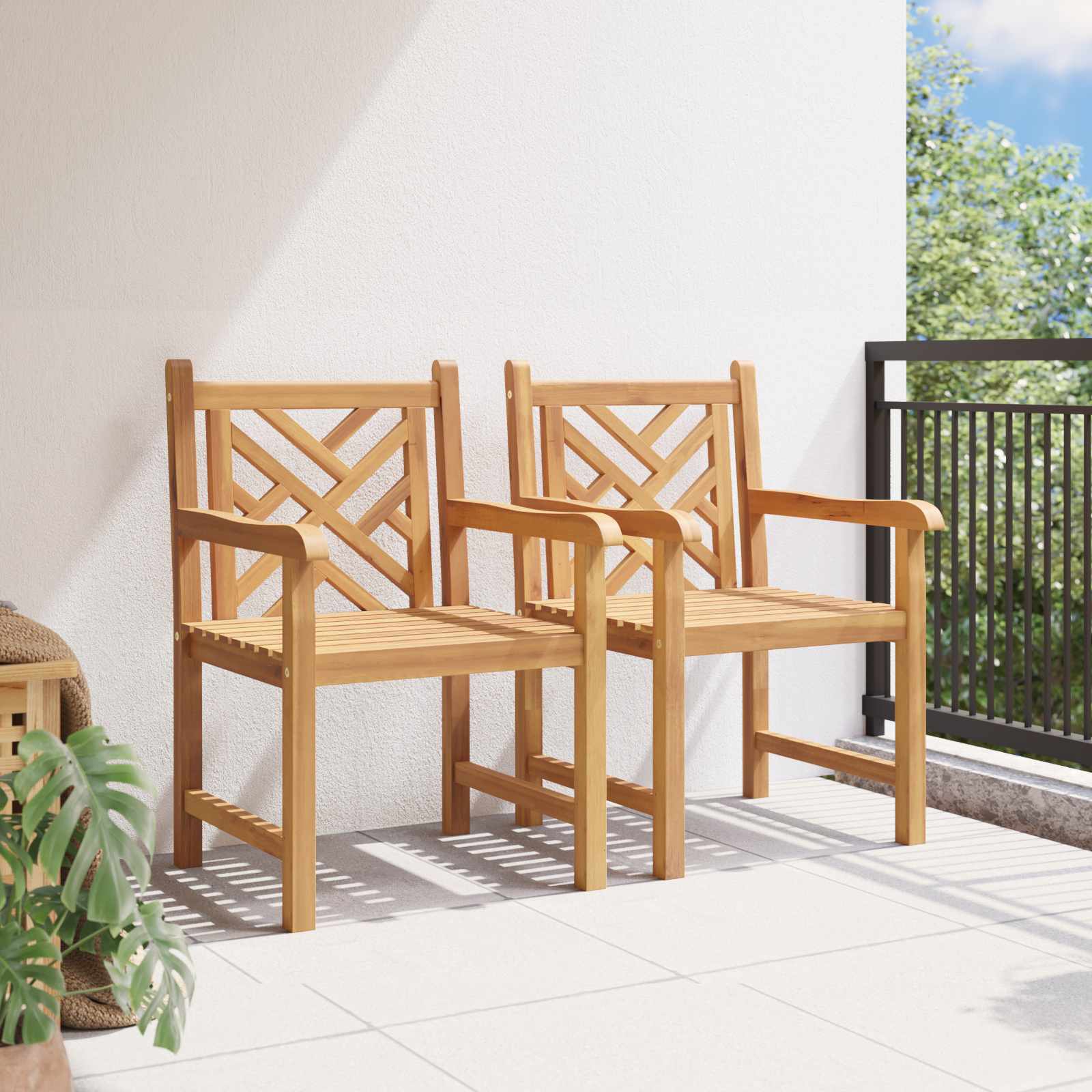 vidaXL Krzesło Ogrodowe 2 pcs 60 x 58 x 90 cm Lite drewno teakowe