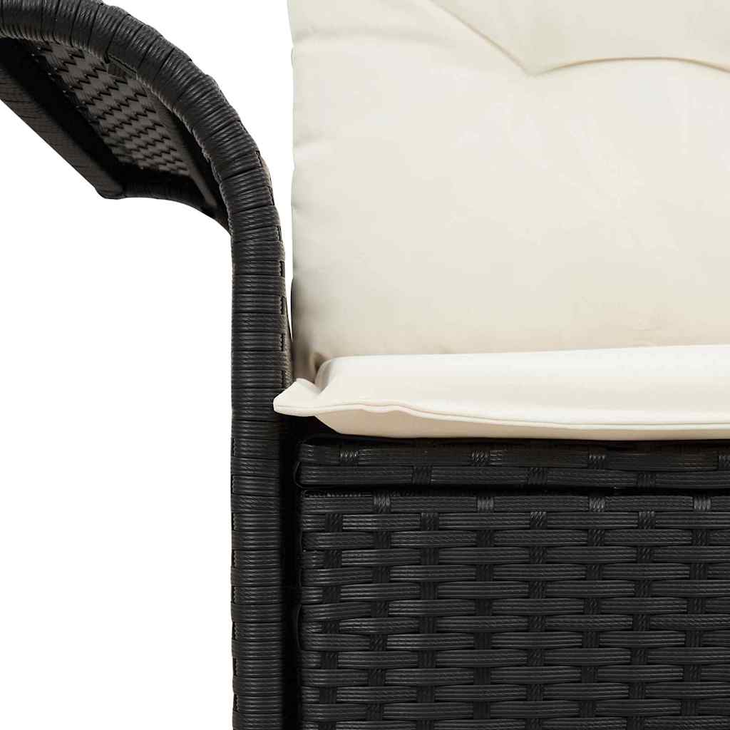 vidaXL Sofa Ogrodowa z poduszką Czarny 141 x 62 x 69cm polirattan