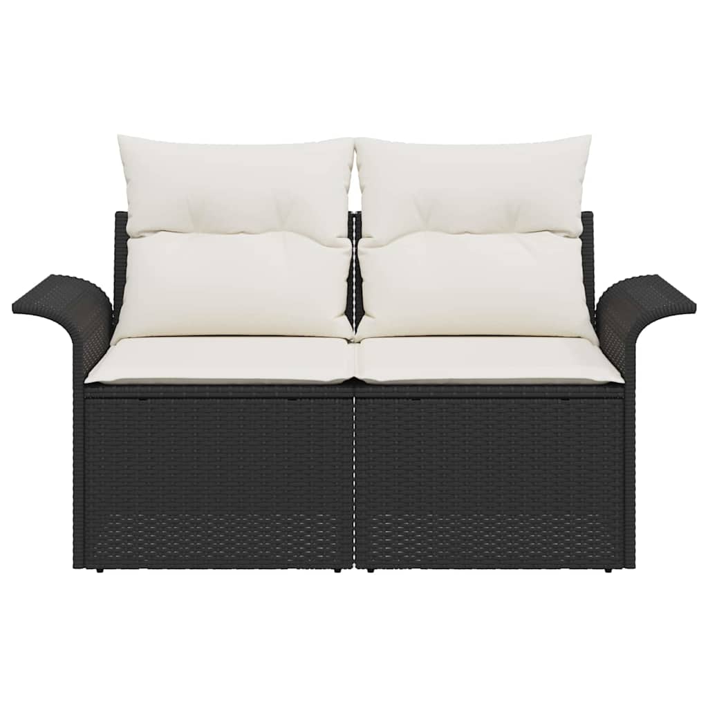 vidaXL Sofa Ogrodowa z poduszką Czarny 141 x 62 x 69cm polirattan