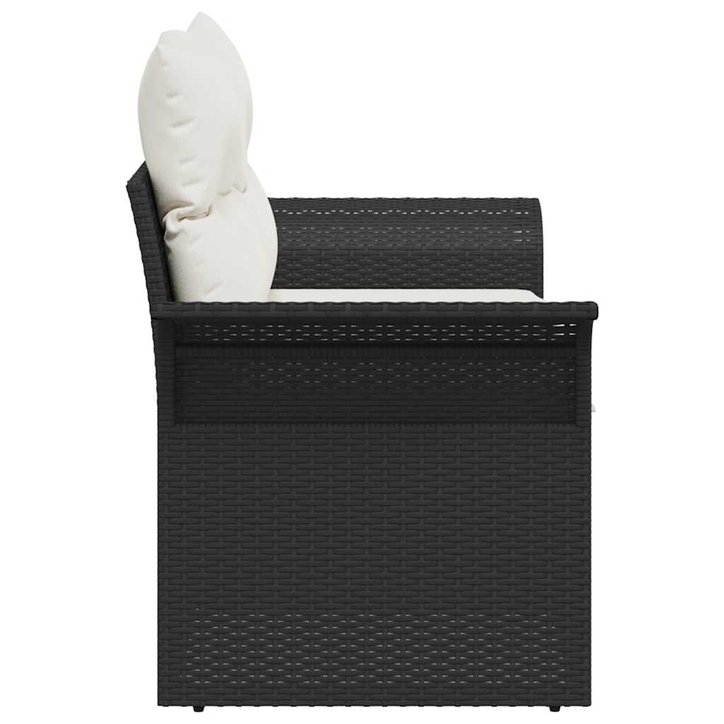 vidaXL Sofa Ogrodowa z poduszką Czarny 141 x 62 x 69cm polirattan