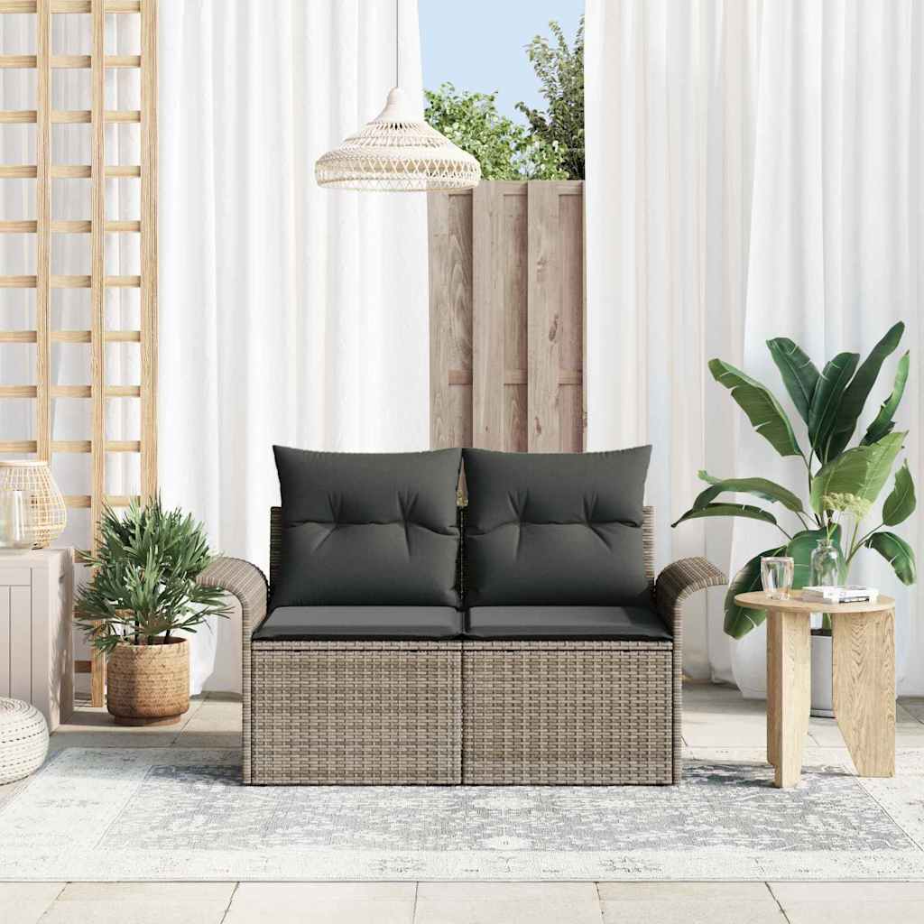 vidaXL Sofa Ogrodowa z poduszką Szary 141 x 62 x 69cm polirattan