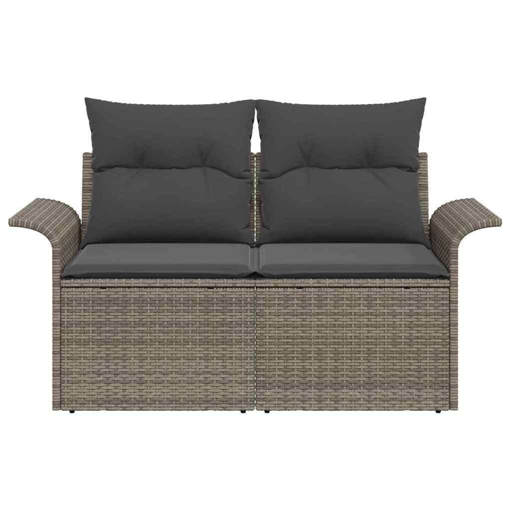 vidaXL Sofa Ogrodowa z poduszką Szary 141 x 62 x 69cm polirattan