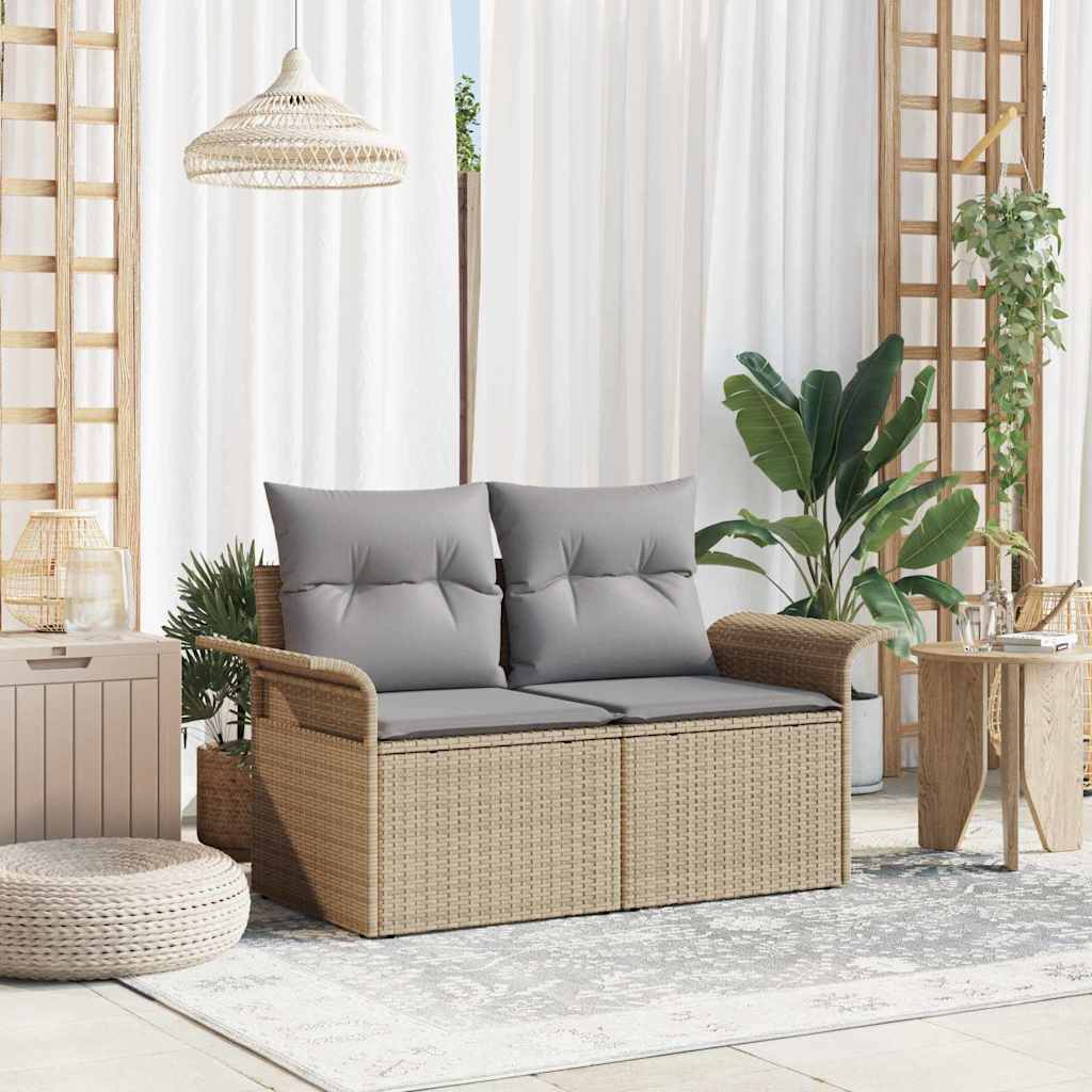vidaXL Sofa Ogrodowa z poduszką Beżowy 141 x 62 x 69cm polirattan