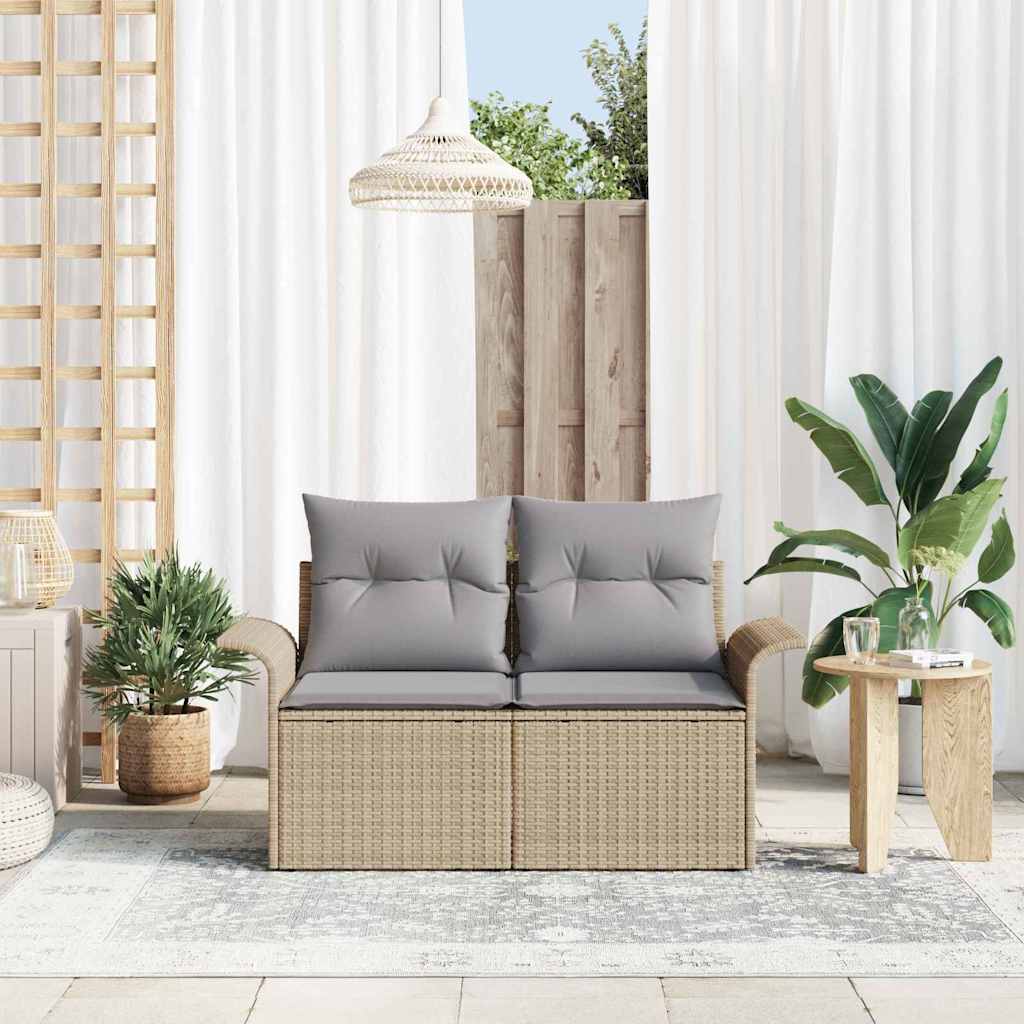 vidaXL Sofa Ogrodowa z poduszką Beżowy 141 x 62 x 69cm polirattan