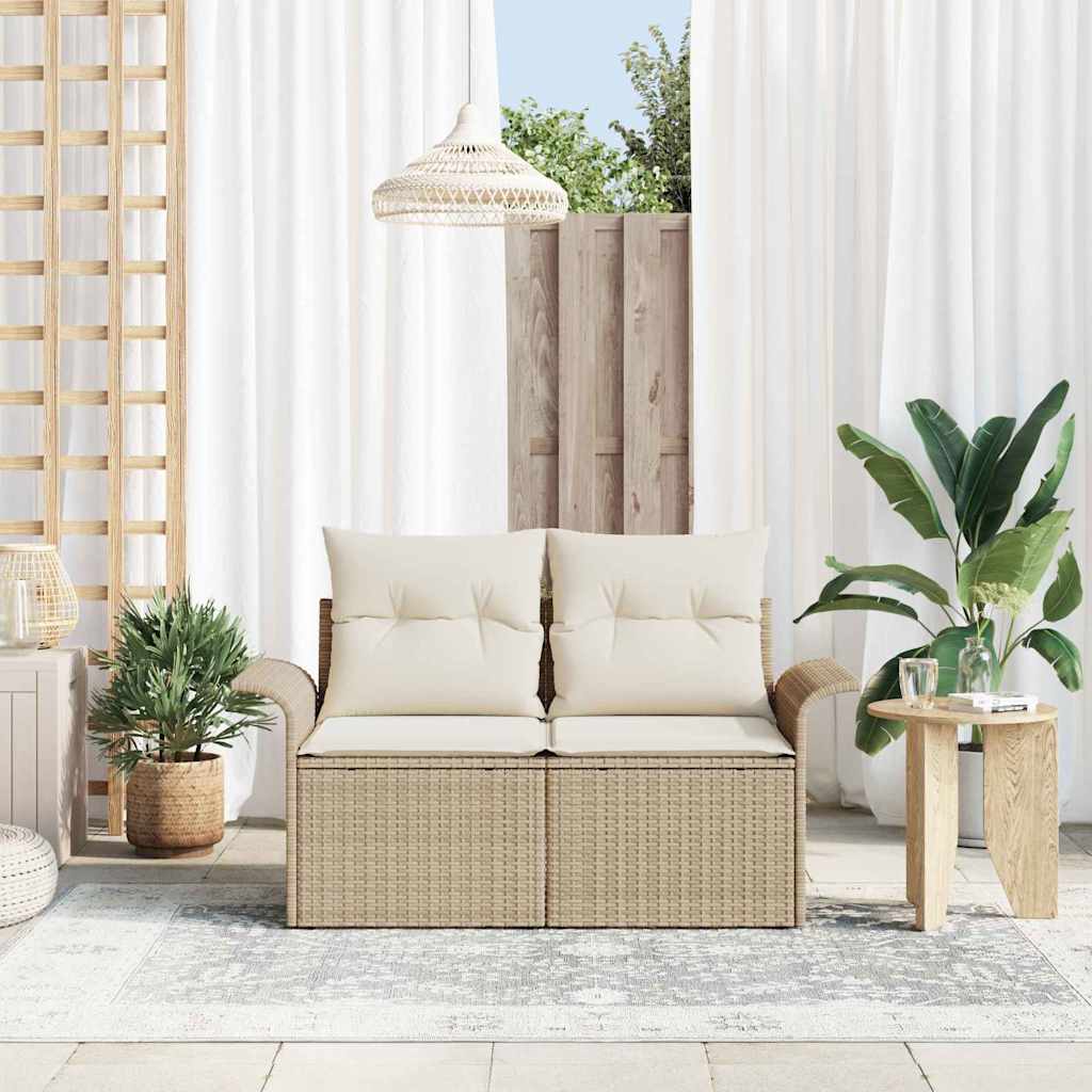 vidaXL Sofa Ogrodowa z poduszką Beżowy 141 x 62 x 69cm polirattan