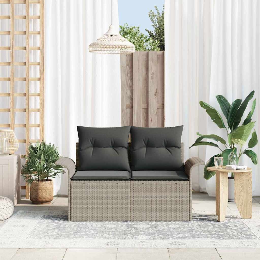vidaXL Sofa Ogrodowa z poduszką Jasnoszary 141 x 62 x 69cm polirattan