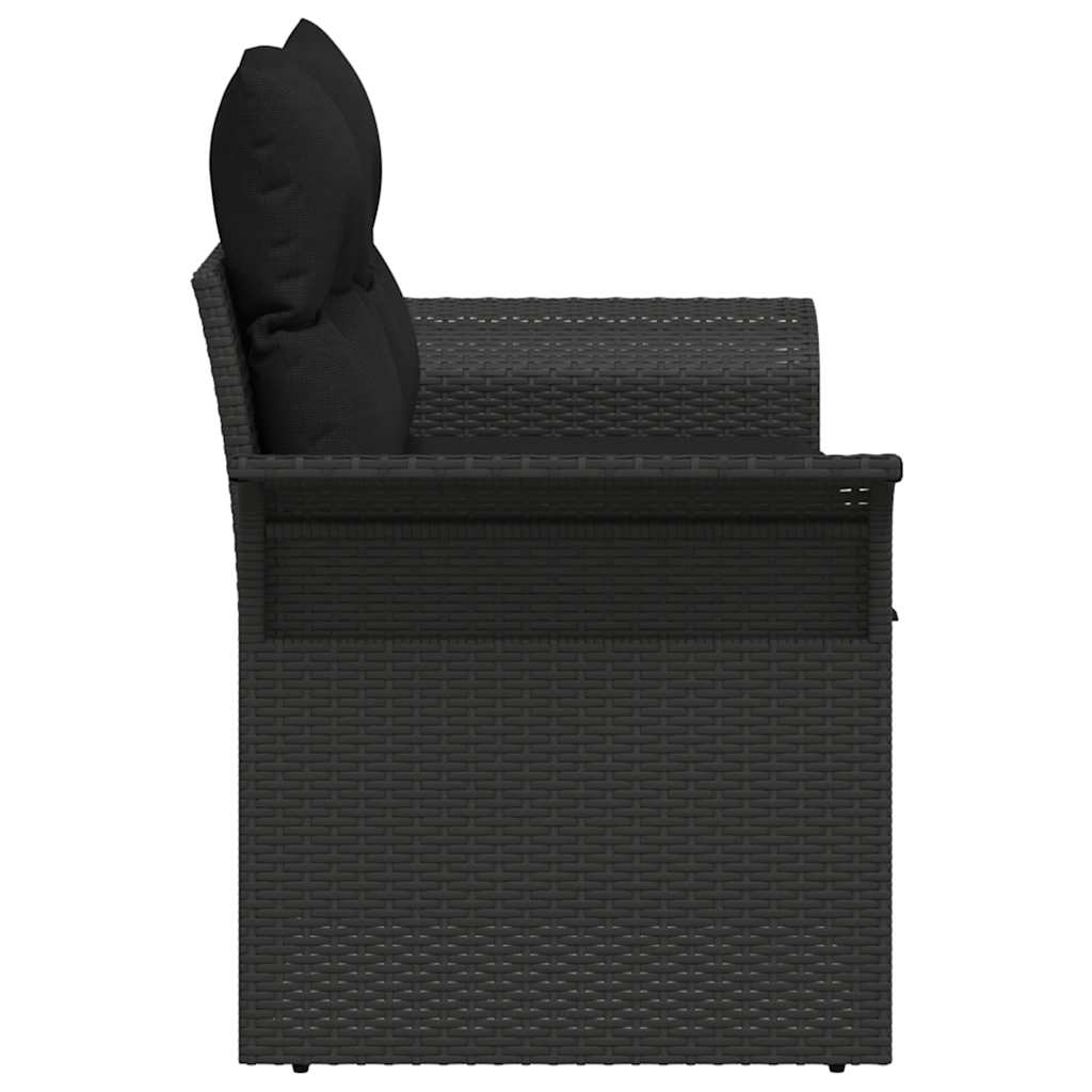 vidaXL Sofa Ogrodowa z poduszką Czarny 141 x 62 x 69cm polirattan