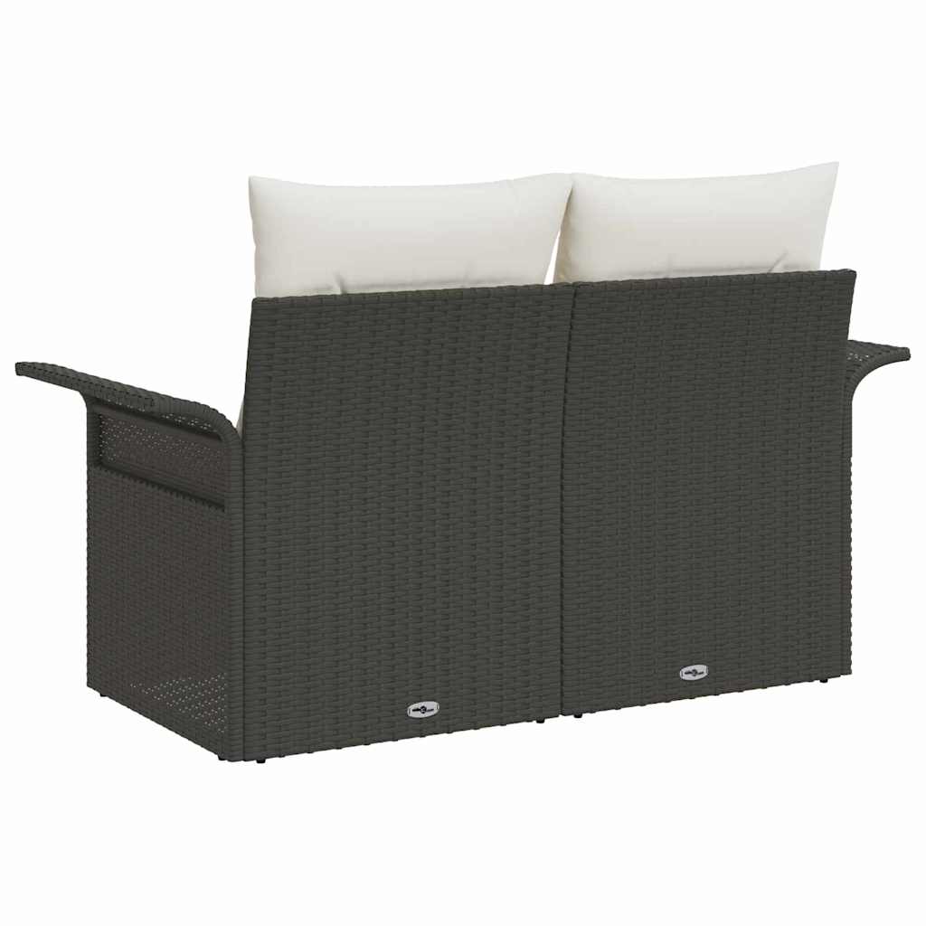 vidaXL Sofa Ogrodowa z poduszką Czarny 141 x 62 x 69cm polirattan