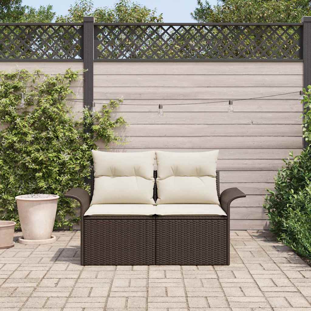 vidaXL Sofa Ogrodowa z poduszką Brązowy 141 x 62 x 69cm polirattan