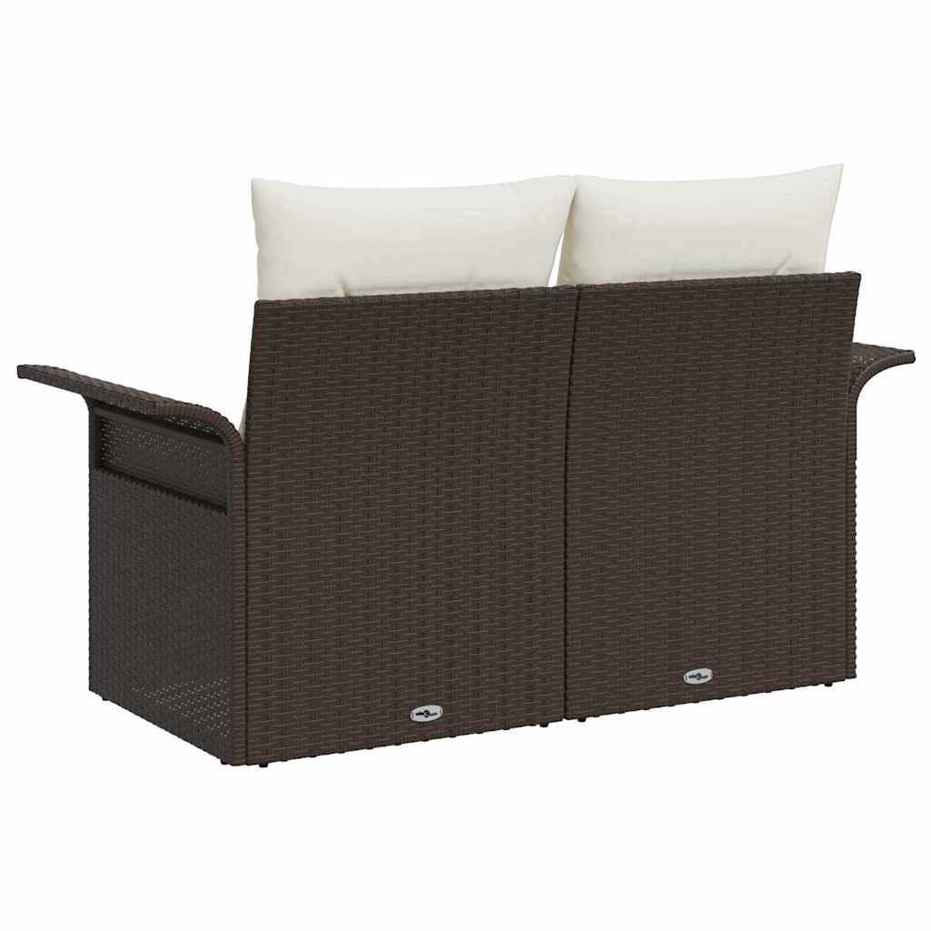 vidaXL Sofa Ogrodowa z poduszką Brązowy 141 x 62 x 69cm polirattan