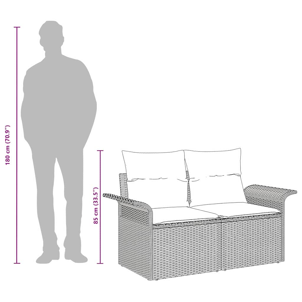 vidaXL Sofa Ogrodowa z poduszką Brązowy 141 x 62 x 69cm polirattan