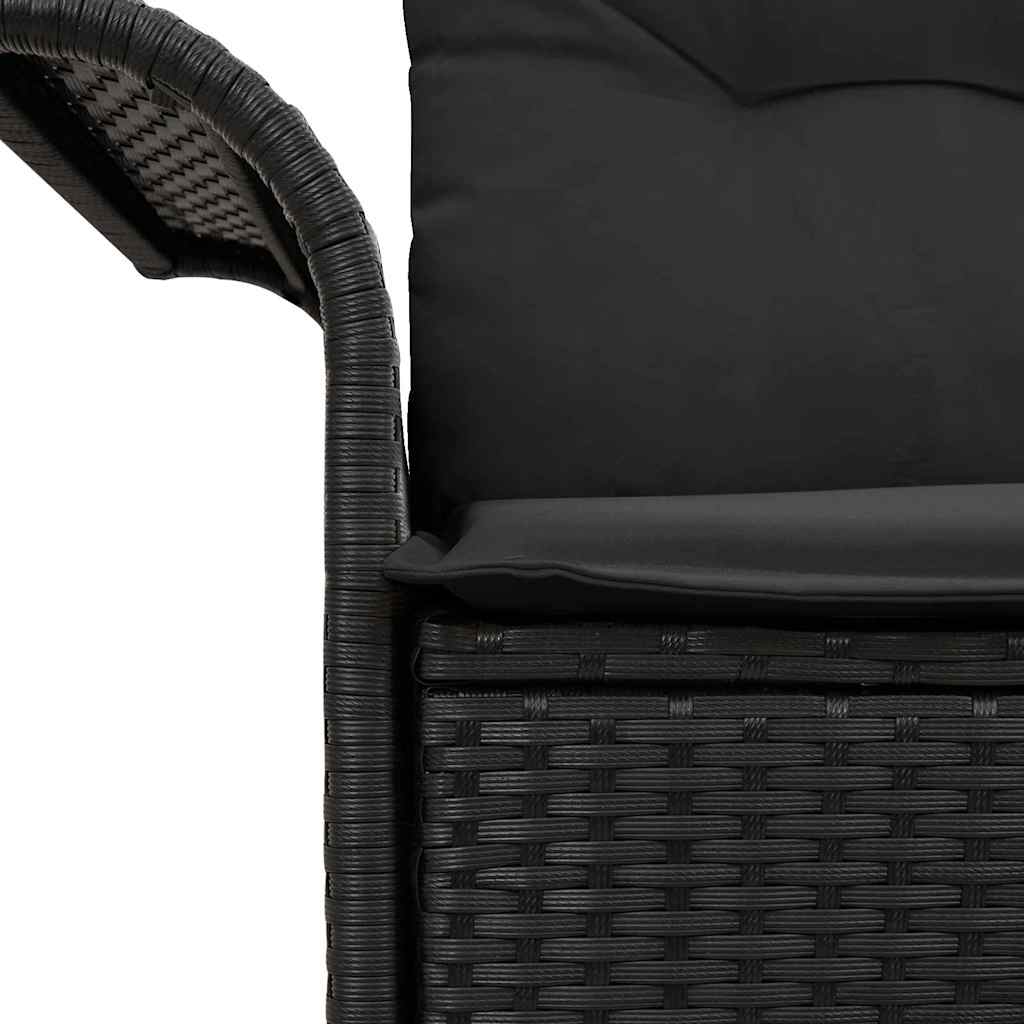 vidaXL Sofa Ogrodowa z poduszką Czarny 141 x 62 x 69cm polirattan