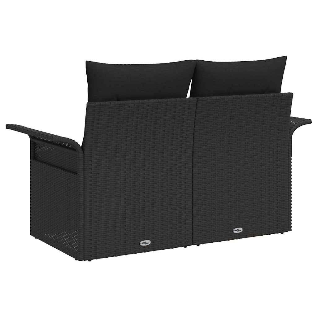 vidaXL Sofa Ogrodowa z poduszką Czarny 141 x 62 x 69cm polirattan