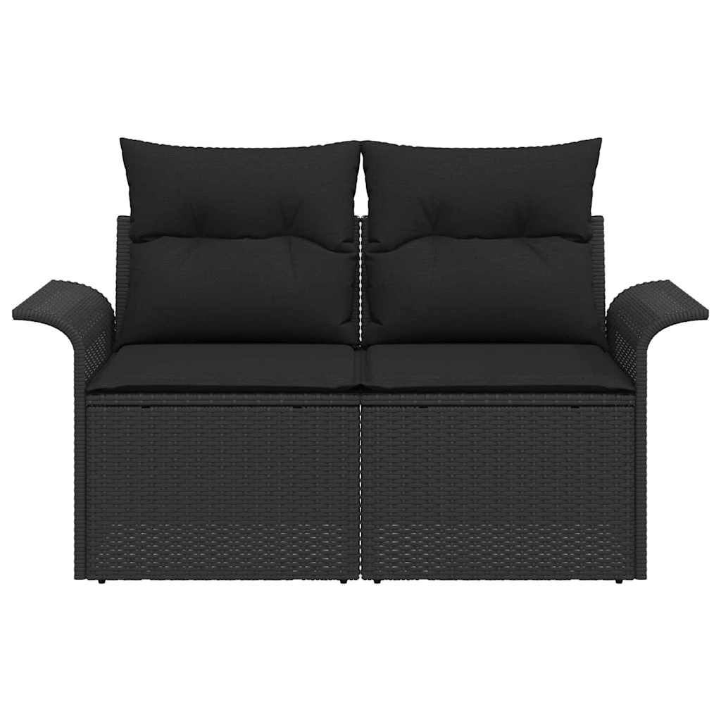 vidaXL Sofa Ogrodowa z poduszką Czarny 141 x 62 x 69cm polirattan