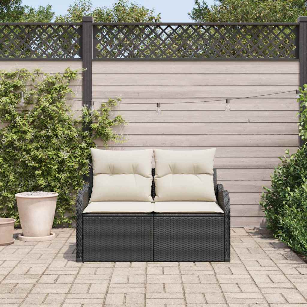 vidaXL Sofa Ogrodowa z poduszką Czarny 121 x 62 x 69cm polirattan