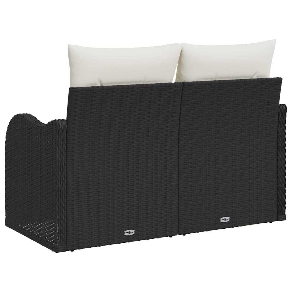 vidaXL Sofa Ogrodowa z poduszką Czarny 121 x 62 x 69cm polirattan