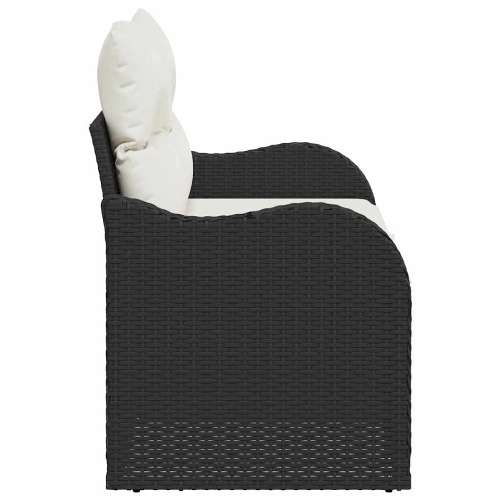 vidaXL Sofa Ogrodowa z poduszką Czarny 121 x 62 x 69cm polirattan