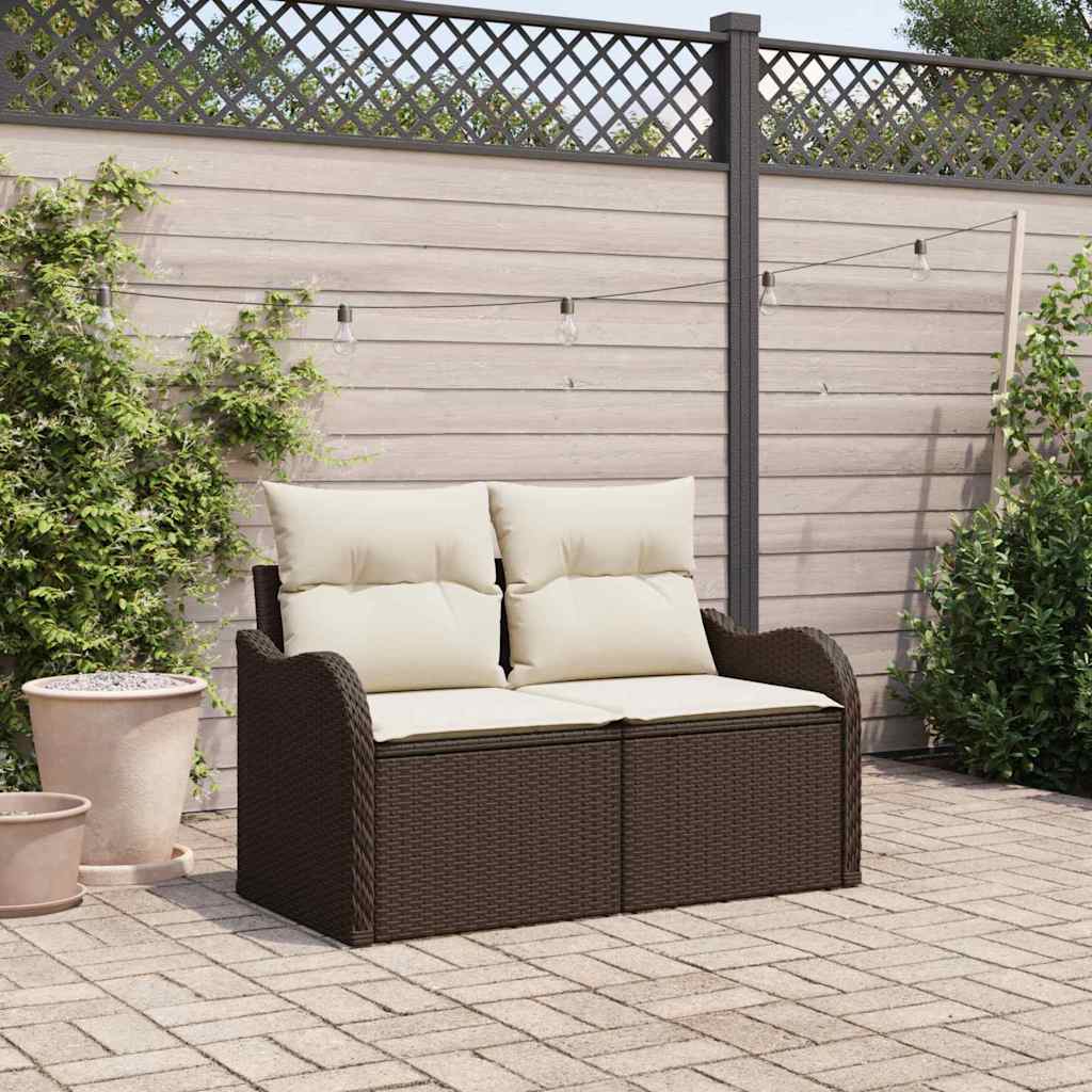 vidaXL Sofa Ogrodowa z poduszką Brązowy 121 x 62 x 69cm polirattan