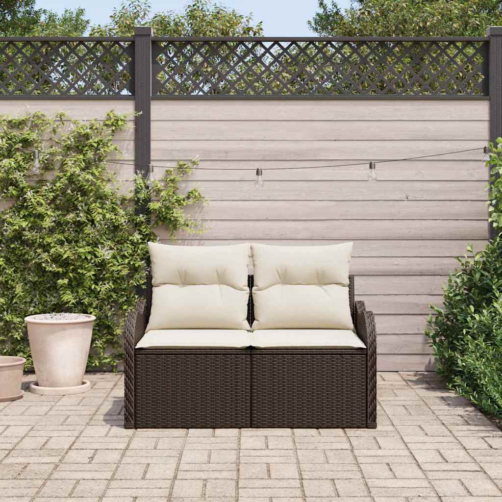 vidaXL Sofa Ogrodowa z poduszką Brązowy 121 x 62 x 69cm polirattan