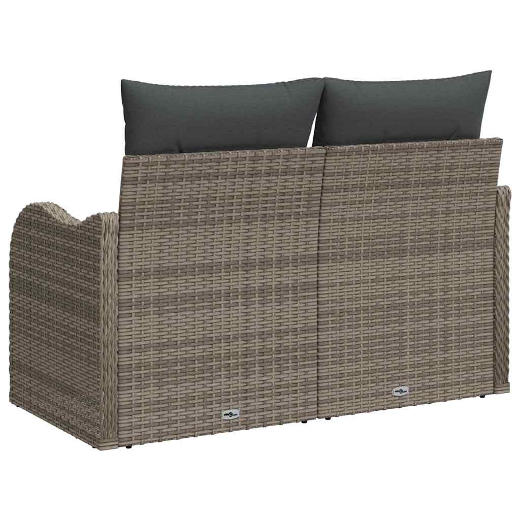 vidaXL Sofa Ogrodowa z poduszką Szary 121 x 62 x 69cm polirattan