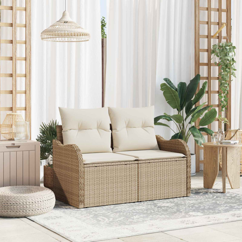 vidaXL Sofa Ogrodowa z poduszką Beżowy 121 x 62 x 69cm polirattan