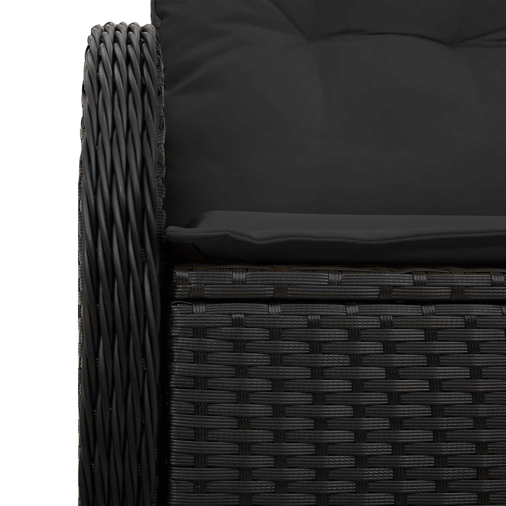 vidaXL Sofa Ogrodowa z poduszką Czarny 121 x 62 x 69cm polirattan