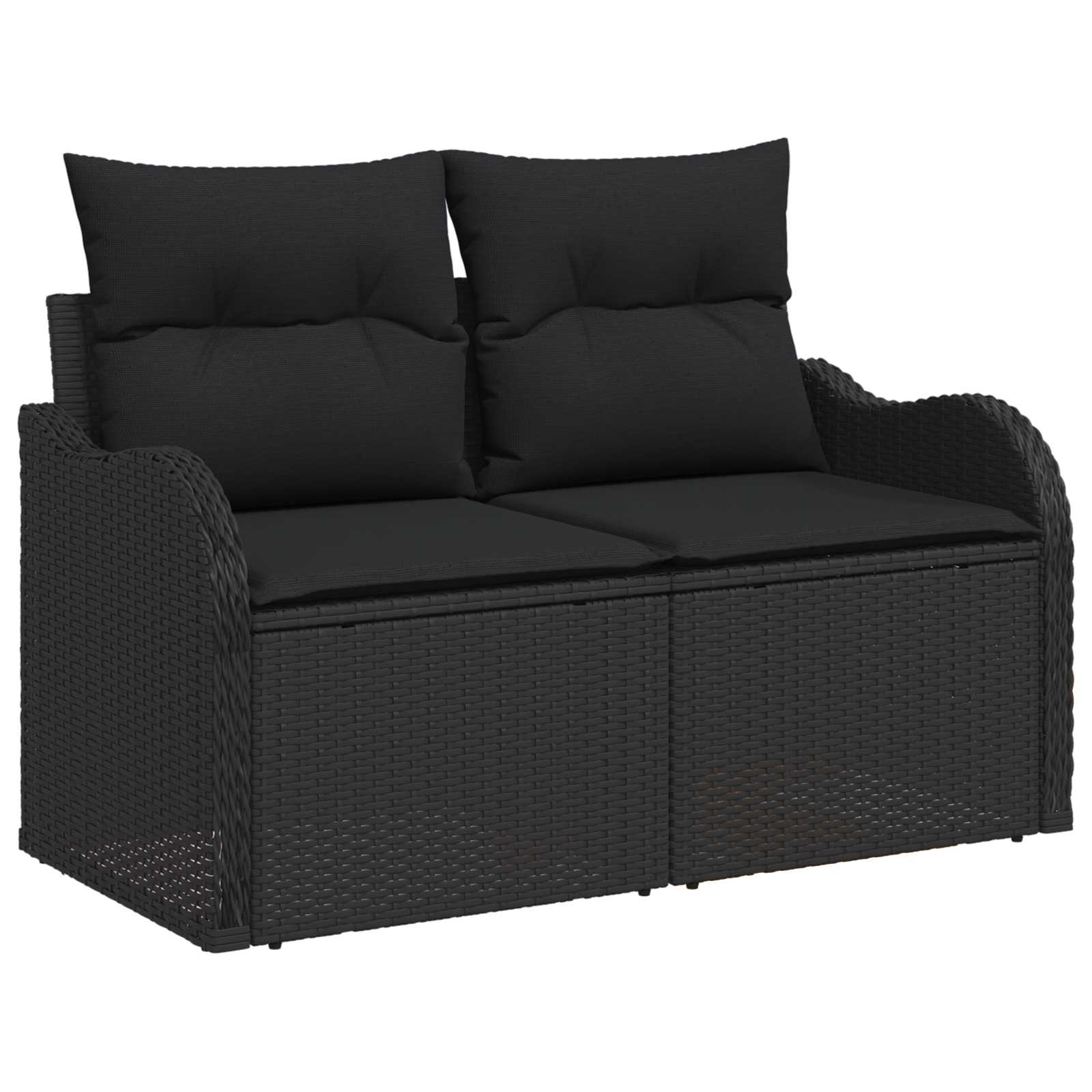 vidaXL Sofa Ogrodowa z poduszką Czarny 121 x 62 x 69cm polirattan