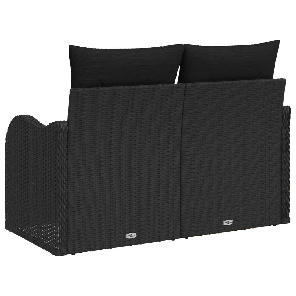 vidaXL Sofa Ogrodowa z poduszką Czarny 121 x 62 x 69cm polirattan